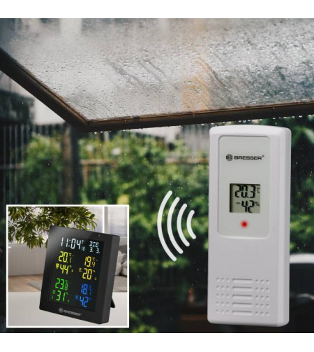 ClimaTemp Hygro Quadro krāsu termohigrometrs ar 3 papildu sensoriem, melns