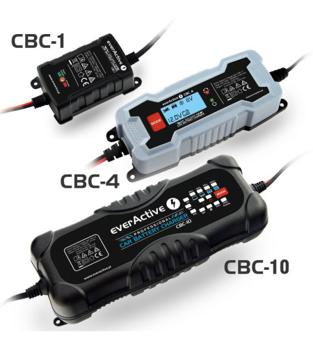 EverActive CBC-10 12V / 24V, 2-10A fully automatic charger for 7-300Ah batteries (car, mot