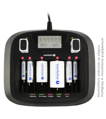 EverActive NC-900U 8-Channel Ni-MH / Ni-Cd Battery (AA, AAA, 9V, C, D) Charger