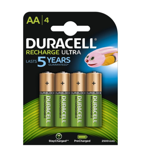 Duracell Stay Charged AA / HR6 / DX1500 1.2V 2500mAh Recharged Turbo NiMH Battery 4 pcs.