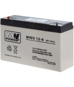 Lead–acid battery, MW Power MWS 12-6 (6V, 12Ah) (4.8mm) VRLA (Valve Regulated Lead-Acid)