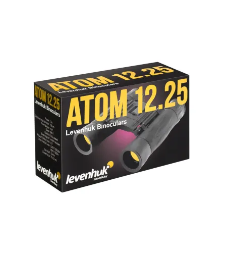 Levenhuk Atom 12x25  Компактный, Влагостойкий, Карманный Бинокль с Призмой Руф