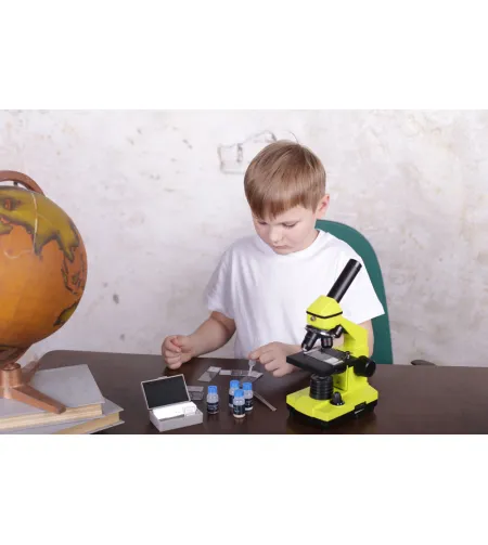 Mikroskops ar Eksperimentālo Komplektu K50 Levenhuk Rainbow 2L PLUS 64x - 640x Laima Krāsā