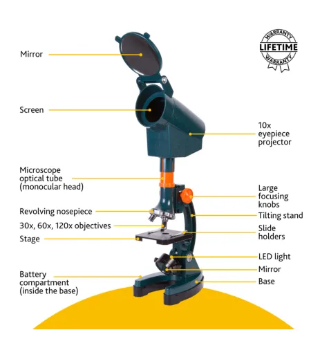 Microscope with projector Levenhuk LabZZ M3 300x-1200x