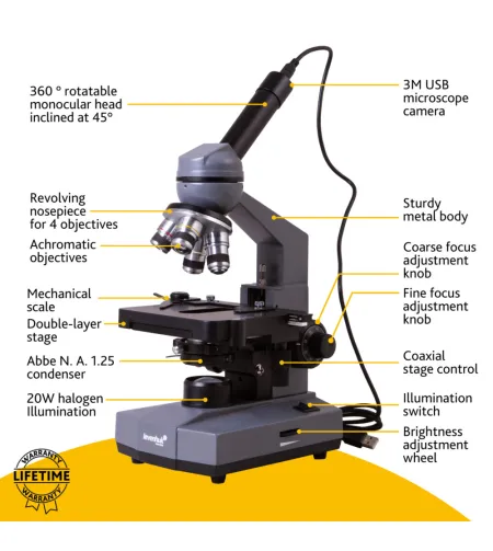 Digitālais monokulārais mikroskops Levenhuk D320L BASE 3M