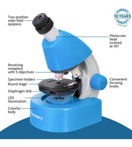 Mikroskopas Discovery Micro Gravity 40x-640x su knyga