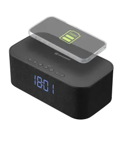 BRESSER Bluetooth speaker with alarm clock and wireless charging function