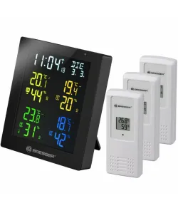 ClimaTemp Hygro Quadro Colour Thermo- / Hygrometer with 3 additional Sensors black
