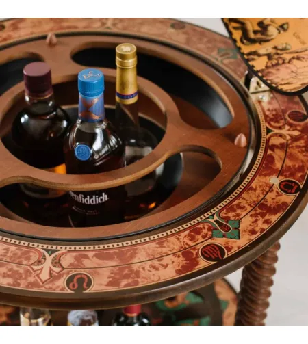 Spiralinės kojos juostos gaublys Zoffoli su didele gėrimų spintele Bacco