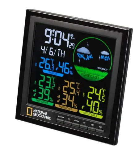 NATIONAL GEOGRAPHIC VA colour LCD Weather Station incl. 3 Sensors