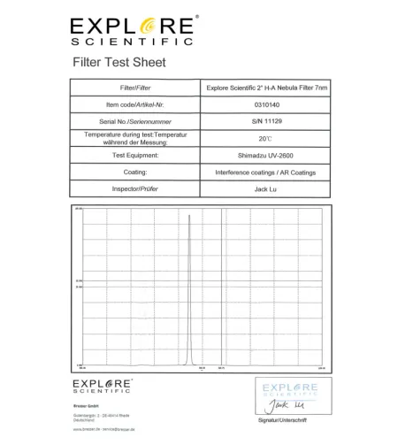 EXPLORE SCIENTIFIC 2 "H-Alfa ūko filtras 7 nm