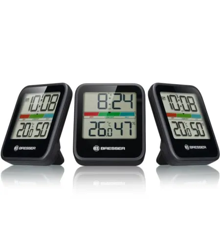 BRESSER Climate Monitor Thermometer/Hygrometer DCF Three-piece Set black