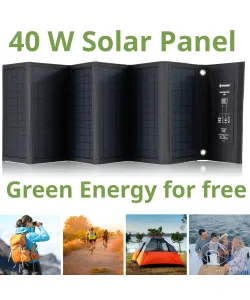 BRESSER Mobile Solar Charger 40 Watt with USB and DC output