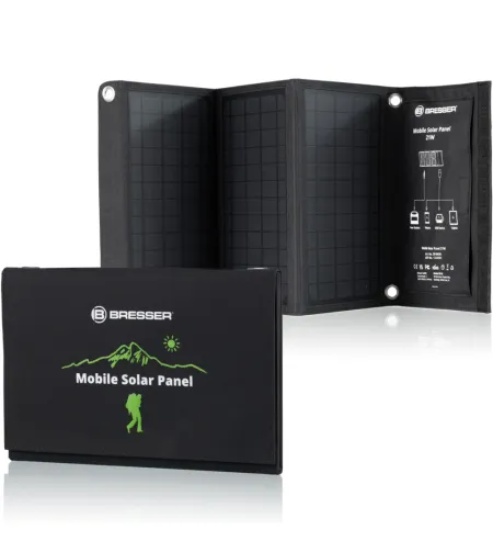 BRESSER Mobile Solar Charger 21 Watt with USB and DC output