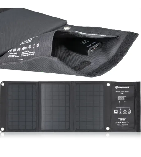 BRESSER Mobile Solar Charger 21 Watt with USB and DC output
