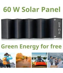 BRESSER Mobile Solar Charger 60 Watt with USB and DC output