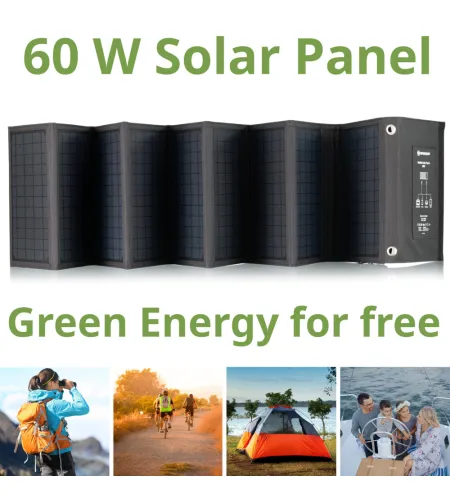 BRESSER mobiilne päikeselaadija 60 W USB ja alalisvoolu väljundiga