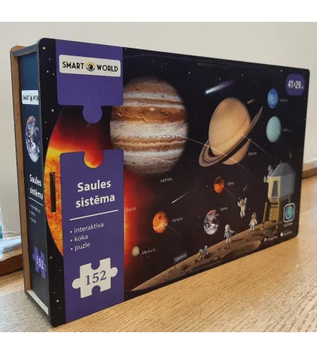 Saulės sistema. Interaktyvi medinė dėlionė latvių kalba