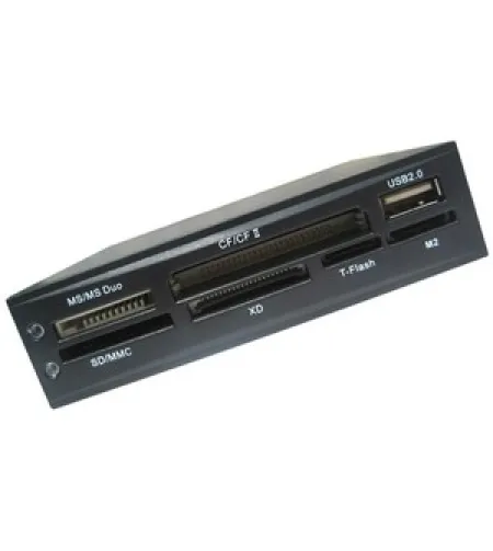 4World flash card reader 24in1 internal 3.5'', M2 slot, CF black