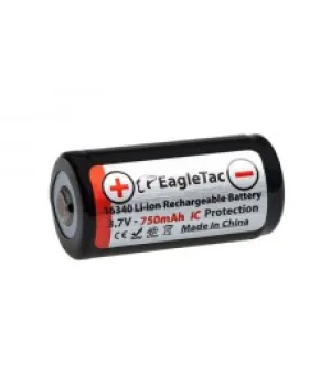 EagleTac 16340 RCR123A Li-Ion 3.7V 750mAh 1.5A akumulators ar PCB aizsardzību