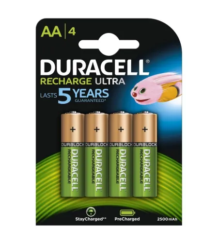 Duracell Пребывание Заряженные AA / батареи HR6 / DX1500 1.2V 2500mAh Recharged Turbo NiMH