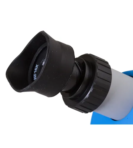 Mikroskopas Bresser Junior 40-640x, Mėlyna su eksperimento komplektu, su telefono adapteri