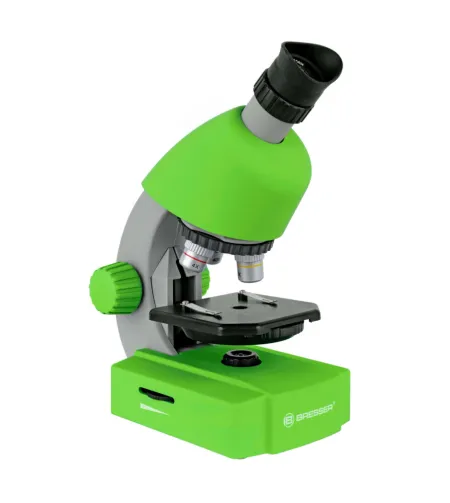 Микроскоп Bresser Junior 40x-640x, зеленый с экспериментальным комплектом, с адаптером для