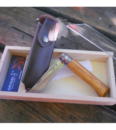 KNIFE OPINEL CLASSIC NR 8 STAINLES STEEL OLIVE WOOD GIFT BOX