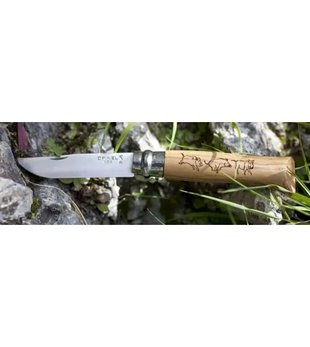 KNIFE OPINEL STAINLESS STEEL NR 8 ANIMAL (BOAR)