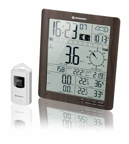 Weather Center Bresser ClimaTemp XXL with 21x24x2,5cm Display in wooden Design