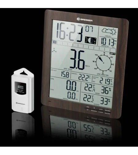 Weather Center Bresser ClimaTemp XXL with 21x24x2,5cm Display in wooden Design