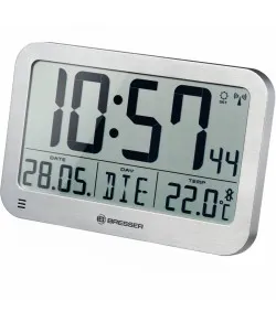 Wall /Table Clock silver Bresser MyTime MC LCD