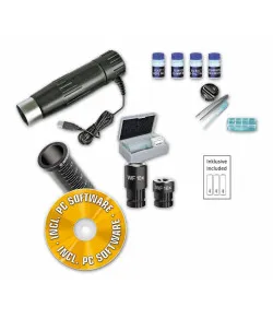 Mikroskopas BRESSER JUNIOR 40X-1024X su okuliaro kamera ir eksperimentiniu rinkiniu