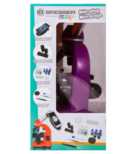 Mikroskopas Bresser Junior Biolux SEL 40–1600x, violetinis