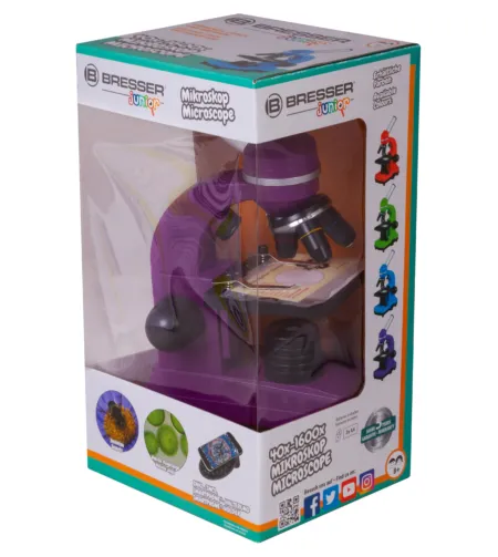 Mikroskopas Bresser Junior Biolux SEL 40–1600x, violetinis