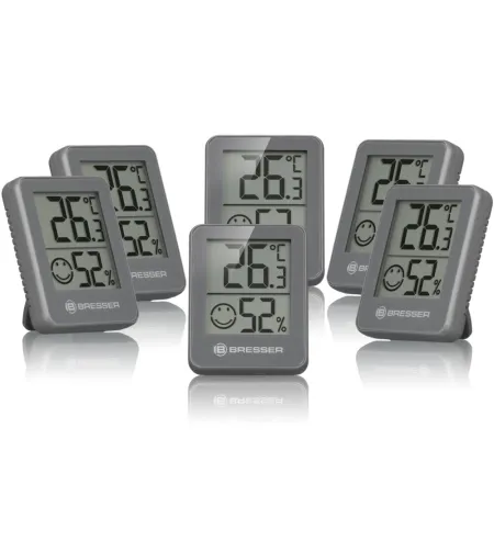 BRESSER Temeo Hygro Indicator 6 piece set Thermo-/Hygrometer grey