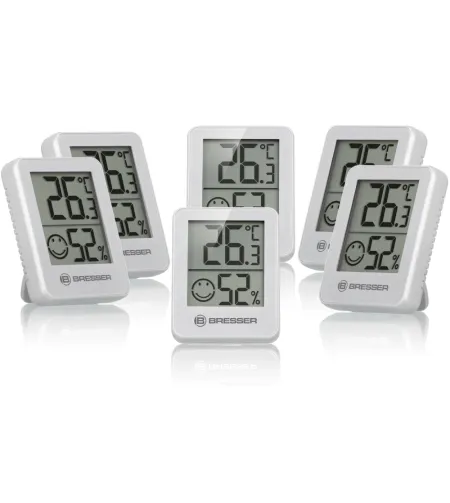 BRESSER Temeo Hygro Indikaator 6-osaline komplekt Thermo-/Hügromeetri valge