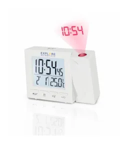 Explore Scientific RC Digital Projection Clock with Indoor Temperature, white