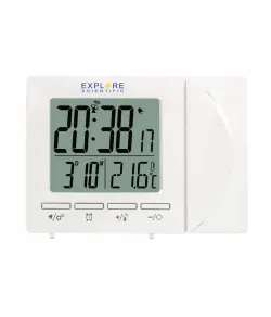 Explore Scientific RC Digital Projection Clock with Indoor Temperature, white