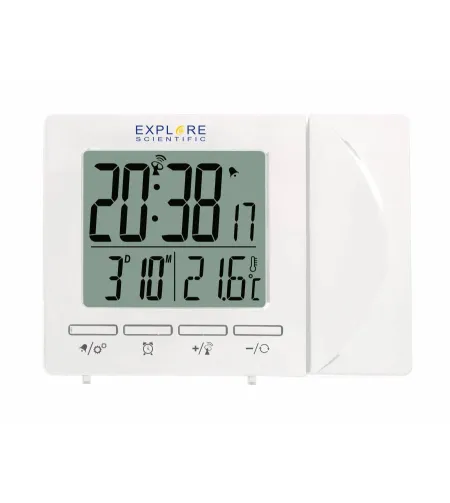 Explore Scientific RC Digital Projection Clock with Indoor Temperature, white