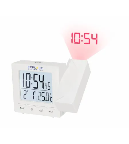 Explore Scientific RC Digital Projection Clock with Indoor Temperature, white