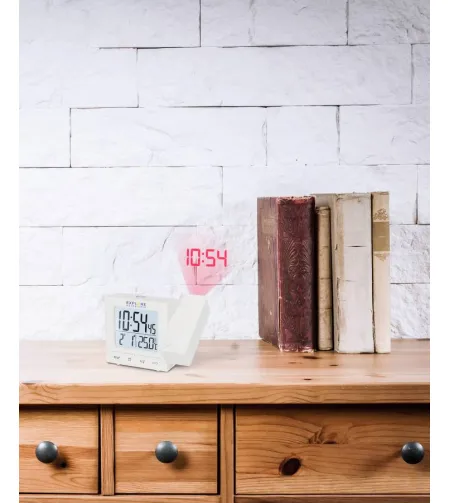 Explore Scientific RC Digital Projection Clock with Indoor Temperature, white