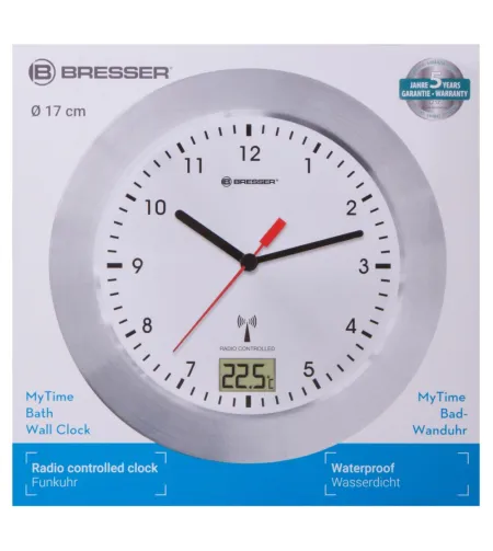 Bresser MyTime Bath Waterproof Wall Clock, white