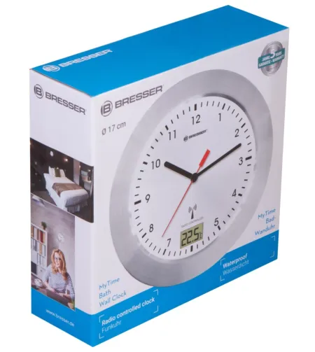 Bresser MyTime Bath Waterproof Wall Clock, white