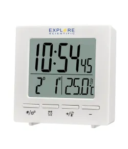 Explore Scientific RC Digital Clock with Indoor Temperature, white
