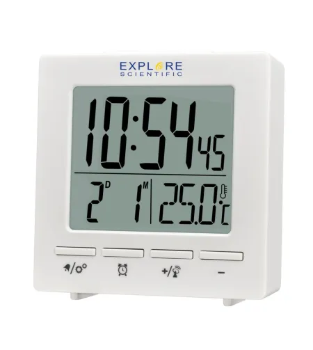 Explore Scientific RC Digital Clock with Indoor Temperature, white
