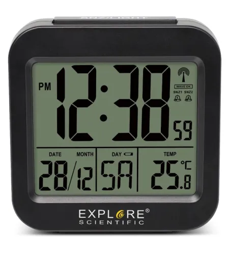 Explore Scientific RC Alarm Clock, black