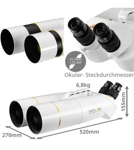 Бинокль с окулярами 62 &deg; LER 20mm, BT-100 SF, EXPLORE SCIENTIFIC