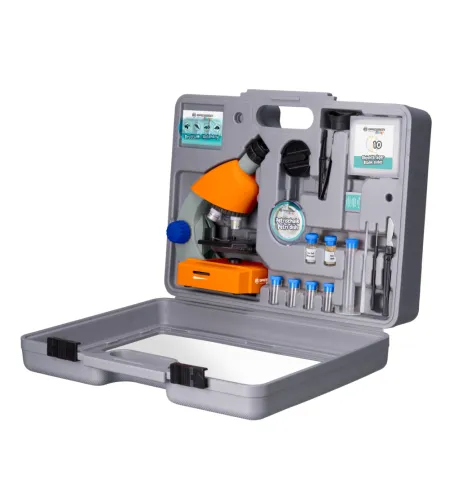 Mikroskops 40x-640x ar piederumiem un cieto kārbu, BRESSER Junior