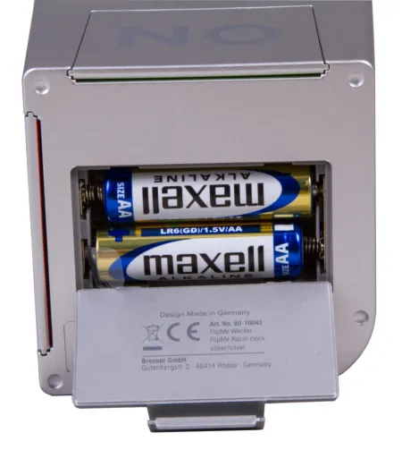 Bresser FlipMe Tabletop Alarm Clock, silver